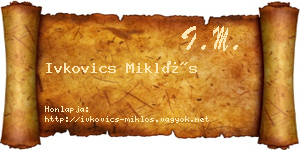 Ivkovics Miklós névjegykártya